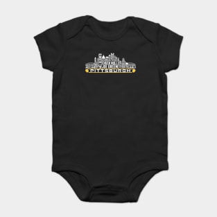 Pittsburgh Football Team All Time Legends, Pittsburgh City Skyline Baby Bodysuit